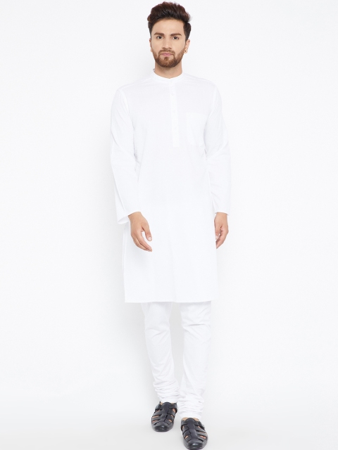 

even Men White Solid Straight Kurta