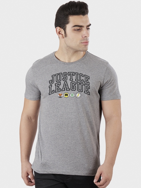 

Free Authority Men Grey Justice League Printed Round Neck T-shirt