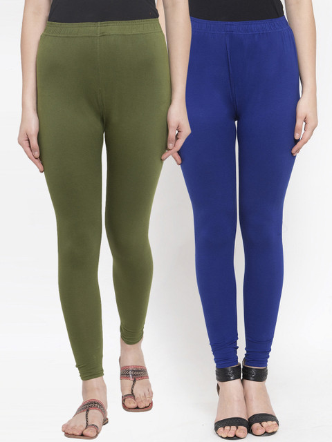 

TAG 7 Women Pack Of 2 Solid Leggings, Blue