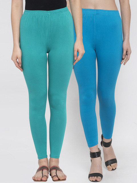 

TAG 7 Women Pack Of 2 Solid Ankle-Length Leggings, Blue