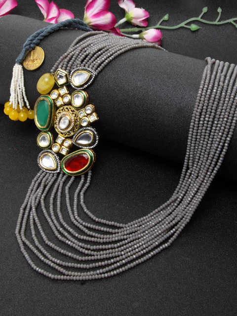 

DUGRISTYLE Grey Gold-Plated Layered Necklace