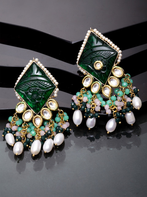 

DUGRISTYLE Green & Gold Classic Drop Earrings