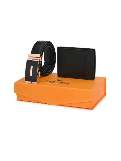 

Pacific Gold Men Black Genuine Leather Autolock Belt & Wallet Gift Set