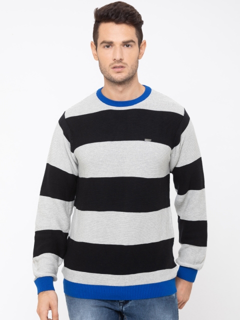 

Globus Men Black & Grey Striped Round Neck T-shirt