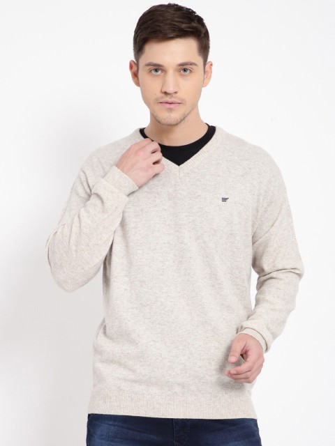 

t-base Men Off-White Solid Pullover Sweater