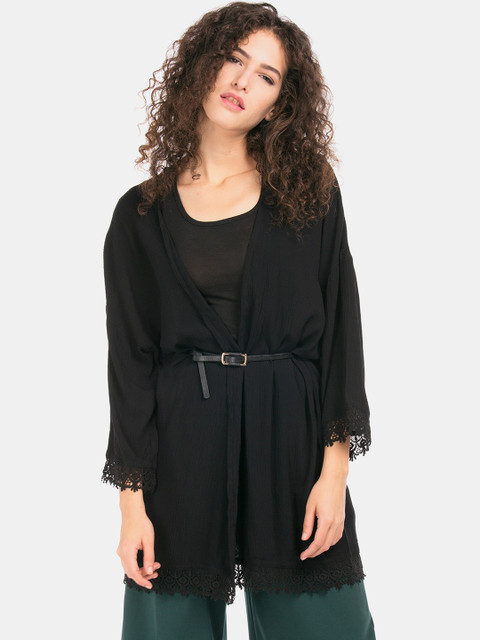 

Cherokee Women Black Solid Open Front Shrug