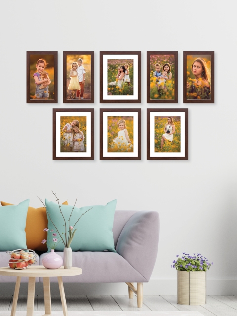

RANDOM Set Of 8 Brown Solid Collage Photo Frames