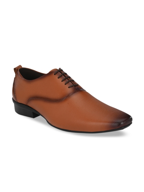 

Rodolfo Darrell Men Tan Brown Textured Leather Formal Oxfords
