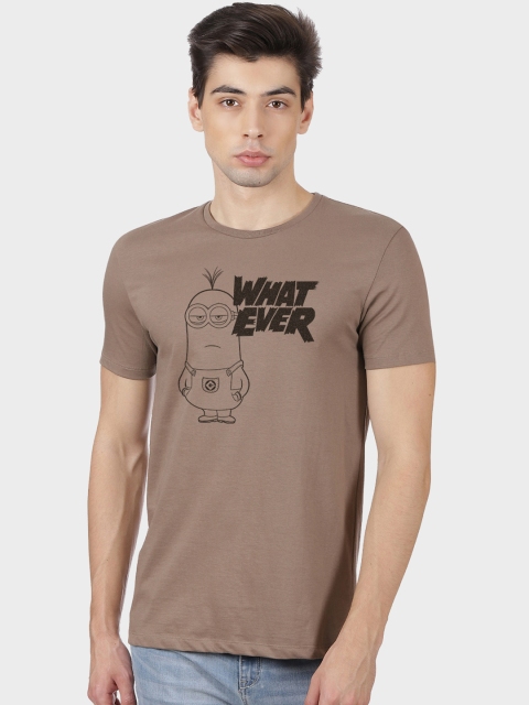 

Free Authority Men Brown Minions Printed Round Neck T-shirt
