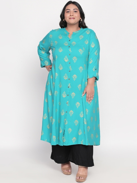 

RANGMANCH PLUS by Pantaloons Women Blue Printed A-Line Kurta