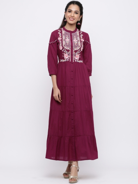 

Juniper Women Burgundy Printed Maxi Dress