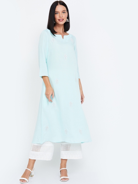 

Melange by Lifestyle Women Blue Embroidered A-Line Kurta