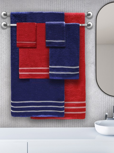 

Trident Unisex Set Of 6 Solid 380 GSM Comfort Living Towels, Blue