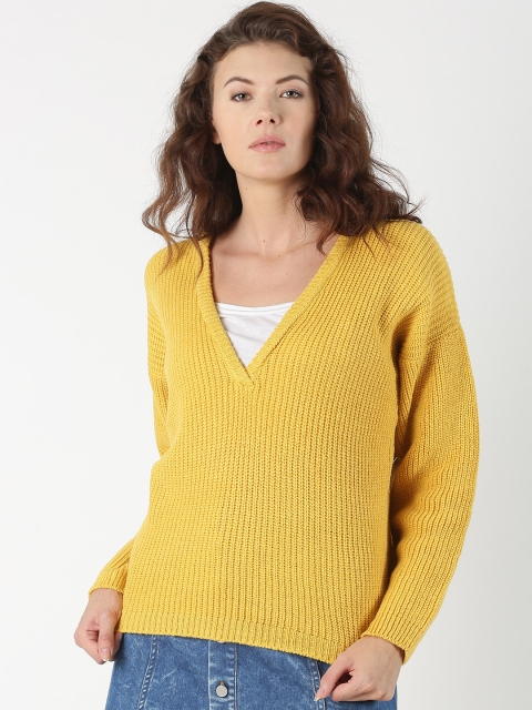 

Blue Saint Women Yellow Solid Pullover Sweater