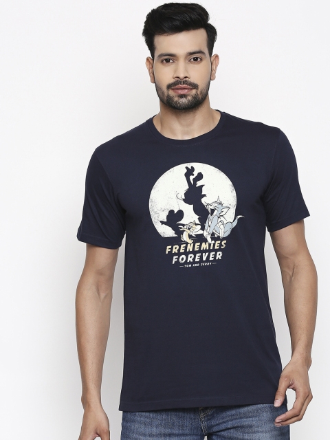 

The Souled Store Unisex Navy Blue Tom And Jerry Printed Round Neck T-shirt