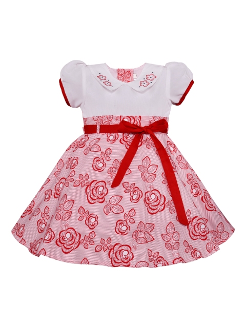 

Wish Karo Girls Red Printed Fit and Flare Dress