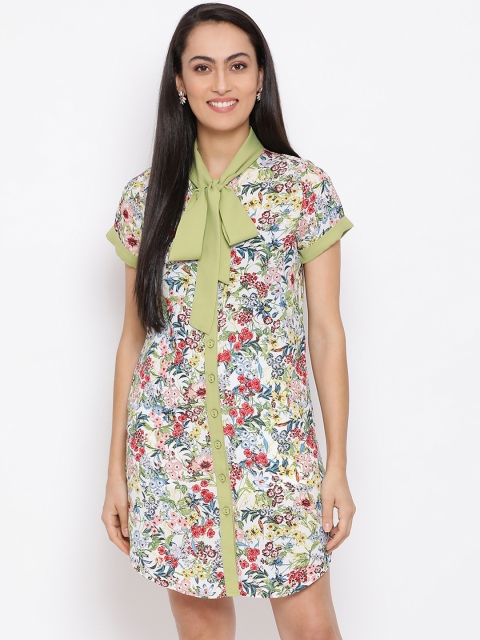 

ALL WAYS YOU Women Multicoloured Floral Print Shirt Dress, Multi
