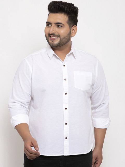 

plusS Men White Regular Fit Solid Casual Shirt