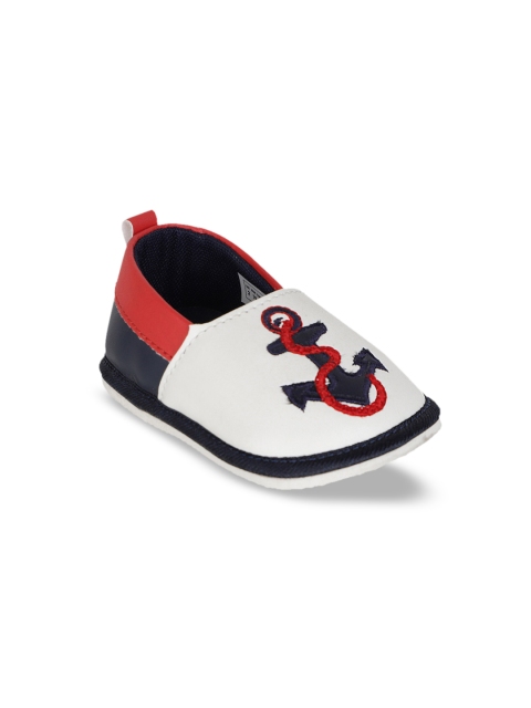 

KazarMax Infant Unisex White & Red Anchor Embroidered Tootsies Booties