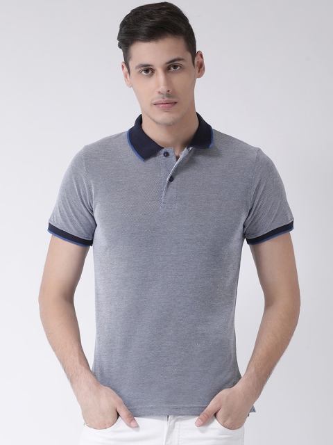 

COBB Men Blue Self Design Polo Collar T-shirt