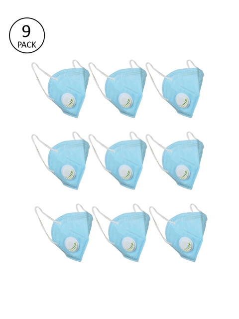 

OOMPH Unisex 9 Pcs Blue 5-Ply Valved Anti-Pollution Reusable KN95 Masks