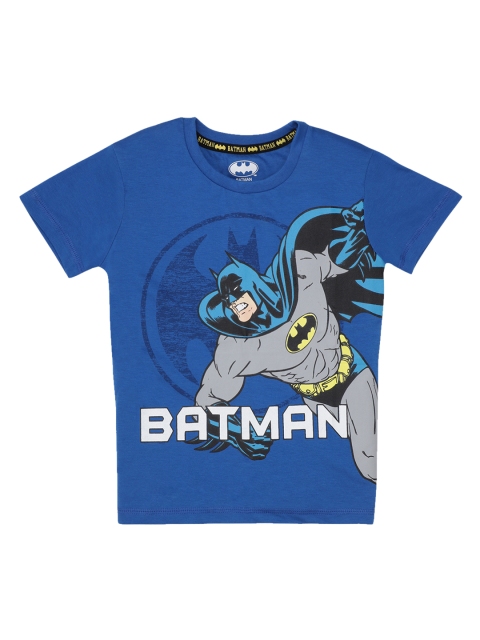 

Kids Ville Boys Blue Grey Batman Print Round Neck Pure Cotton T-shirt