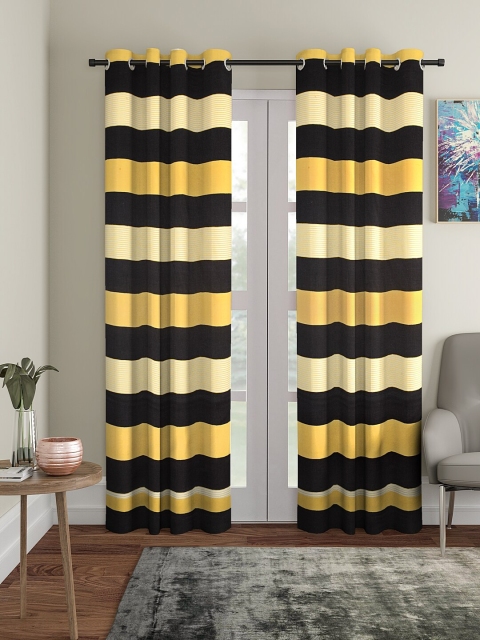 

NEUDIS Yellow & Black Set of 2 Door Curtains