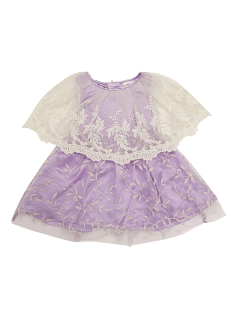 

Doodle Girls Lavender & White Self Design Fit and Flare Dress