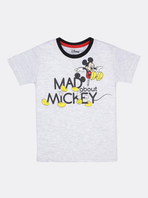 

Kids Ville Boys Grey Mickey Mouse Printed Round Neck T-shirt