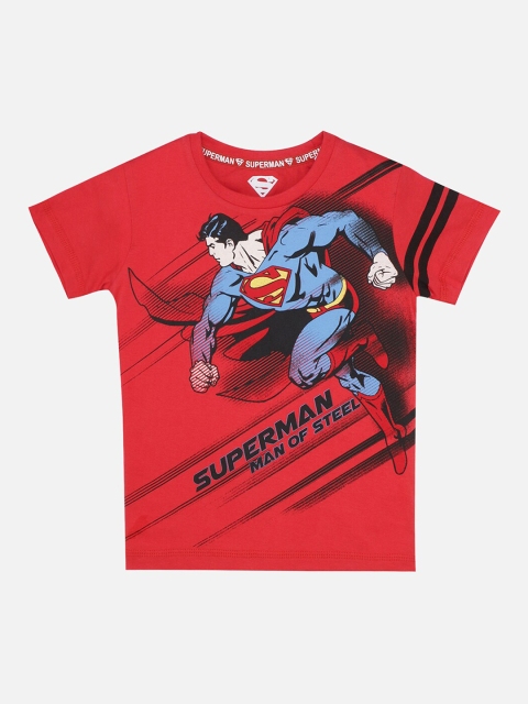 

Kids Ville Boys Red Superman Print Round Neck T-shirt