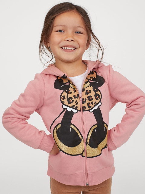 

H&M Girls Pink MInnie Mouse Printed Zip-Through Hoodie