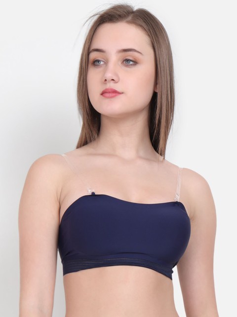 

Golden Girl Navy Blue Solid Non-Wired Lightly Padded Bandeau Bra T.P Tube_Navy_30A