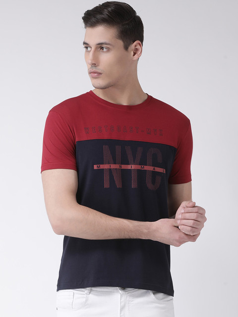 

COBB Men Red & Black Colourblocked Round Neck T-shirt