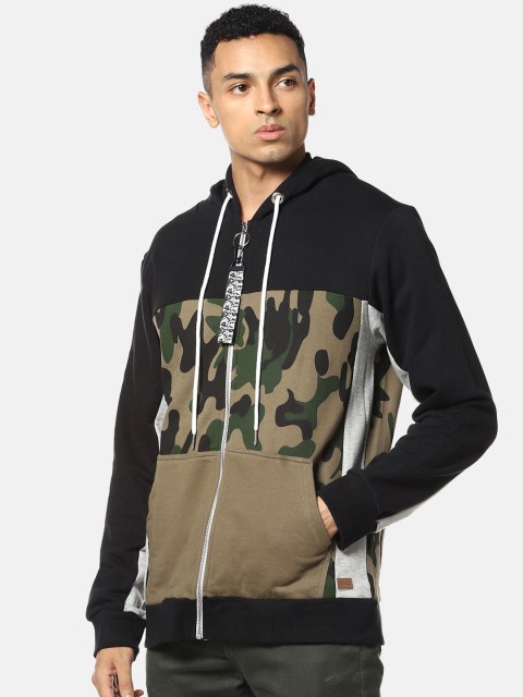 

Campus Sutra Men Multicoloured Colourblocked Hooded Sweatshirt, Multi