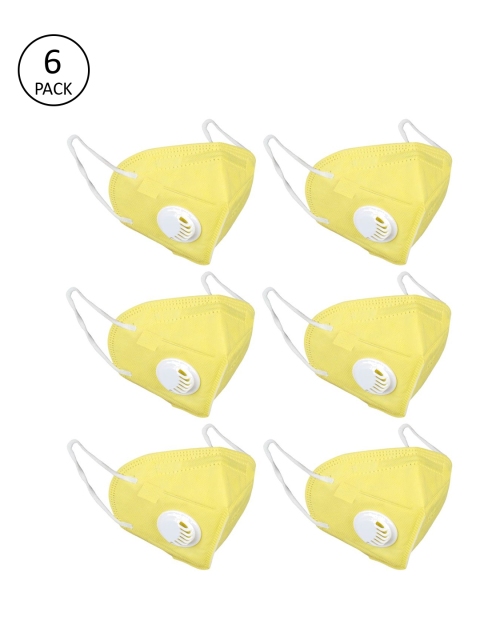 

OOMPH Adults Yellow Pack of 6 Anti-Pollution Reusable 5-Layer Cloth Mask