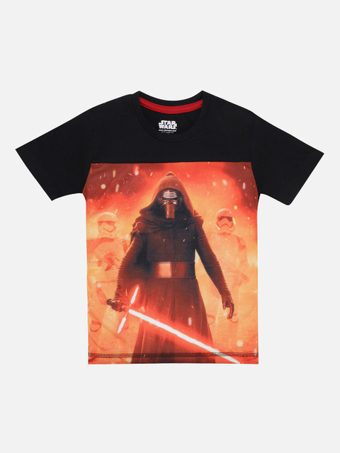 

Kids Ville Boys Black Star Wars Printed Round Neck T-shirt