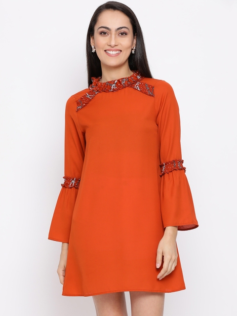 

ALL WAYS YOU Women Orange Solid A-Line Dress