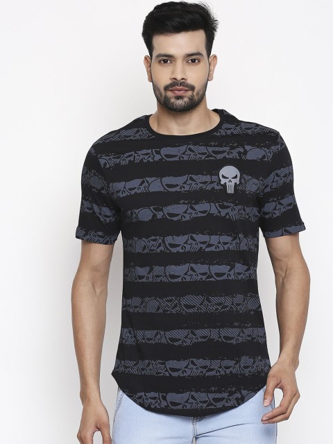 

The Souled Store Unisex Black & Grey Punisher Print Round Neck T-shirt