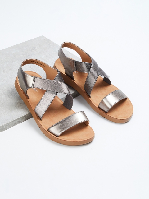 

Ginger by Lifestyle Women Grey Solid PU Open Toe Flats