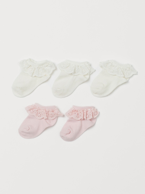

H&M Girls PInk & White 5-Pack Trainer Socks