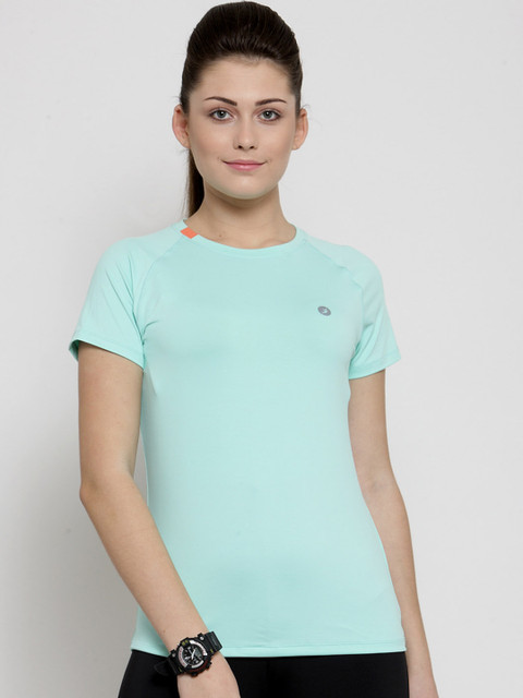 

BUKKUM Women Green Solid Round Neck T-shirt