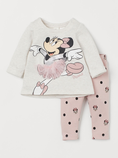 

H&M Girls Multicoloured 2-Piece Minnie Mouse Printed Clothing Set, Multi