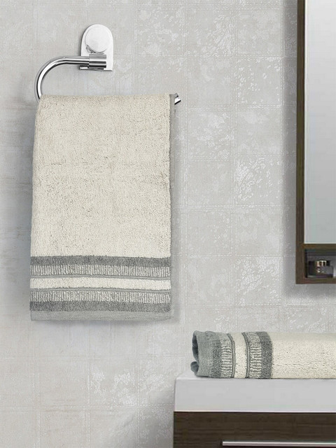 

SPACES Bamboo Unisex Set Of 2 Grey Solid Anti-Microbial 550 GSM Hand Towels