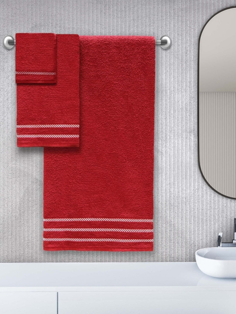

Trident Unisex Set Of 6 Red Solid 380 GSM Comfort Living Towels