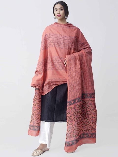 

Unnati Silks Peach-Coloured Printed Sustainable Cotton Dupatta