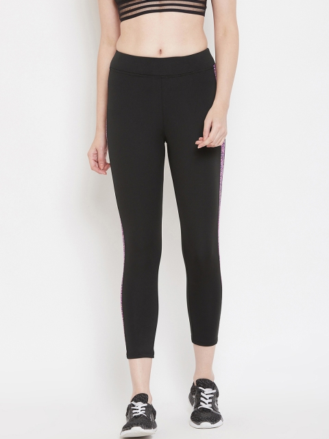 

NIVIA Women Black & Purple Striped Tights