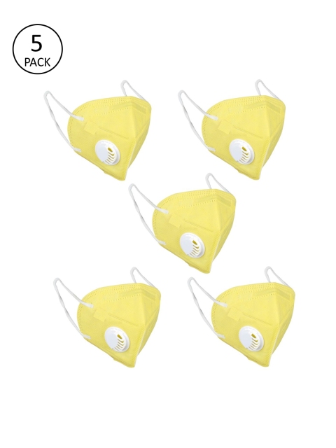 

OOMPH Unisex 5 Pcs Yellow 5-Ply Valved Reusable KN95 Masks