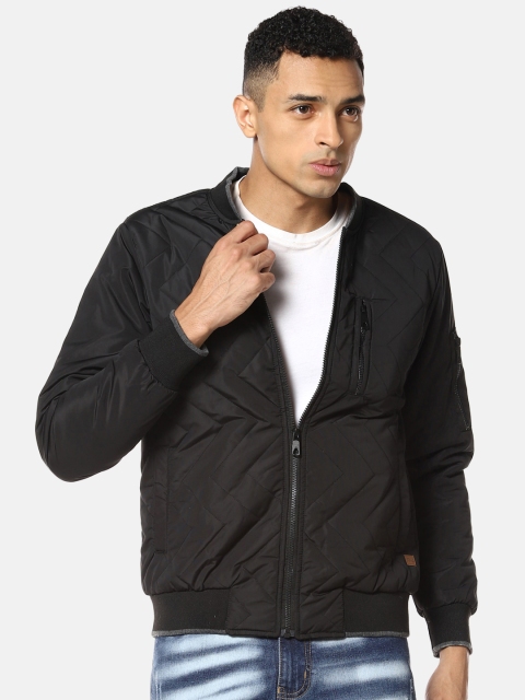 

Campus Sutra Men Black Solid Windcheater Bomber Jacket