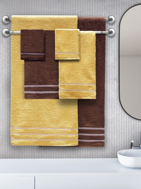 

Trident Unisex Set Of 6 Solid 380 GSM Comfort Living Towels, Brown