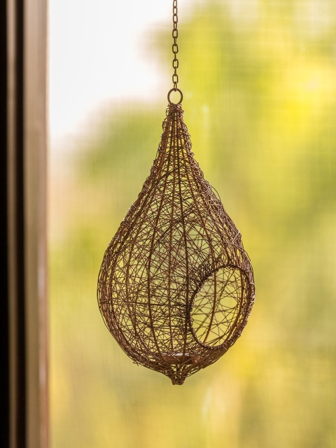 

ExclusiveLane Bird Mesh House Handwoven Tea-Light Candle Holder, Rose gold